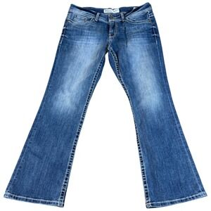 Buckle BKE Harper Bootcut Jeans Women's 31x29.5 (34x28.5) Blue Denim Distressed